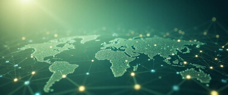 Abstract image representing interconnected lines and a subtle network, symbolizing global communication and social media connections.