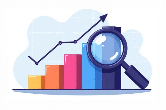 Chart and magnifying glass illustrating analytical cookies